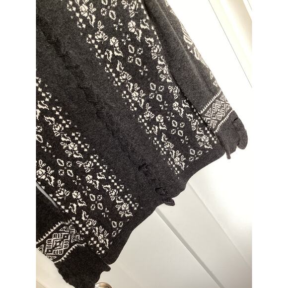 Sundance Anya Nordic Fair Isle Ruffled Wool Cardigan Sweater Black White Small - Picture 5 of 10